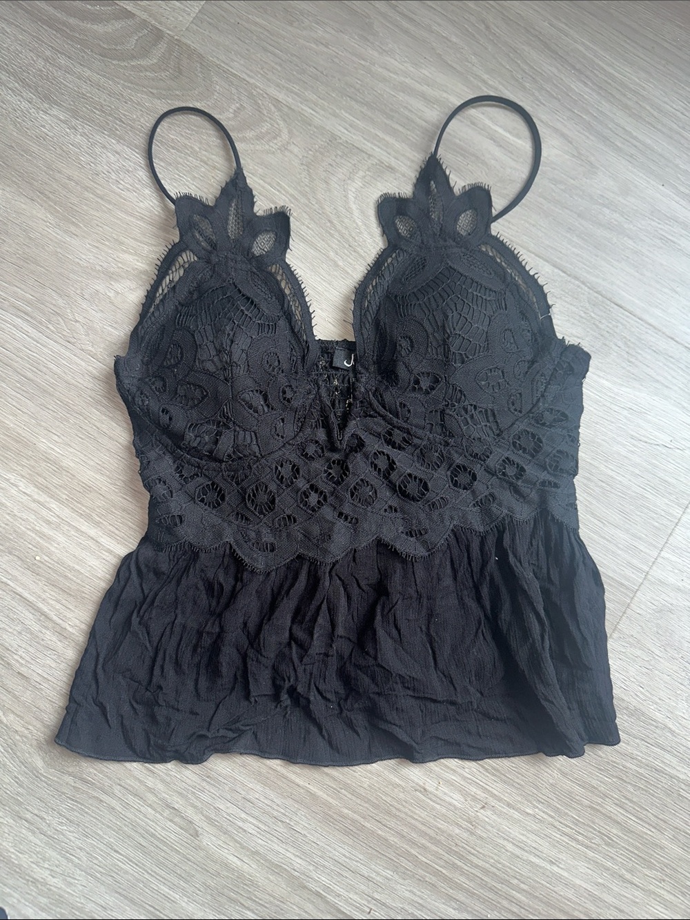 Justify Black Lace Crop Camisole Top